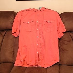 Men's peach short sleeve button up shirt size 2x